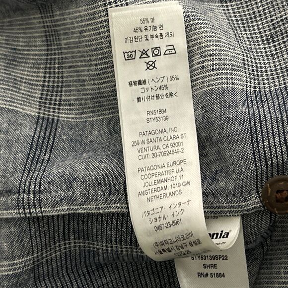 Patagonia 2022 Back Step Hemp Organic Cotton Plaid Shirt Men's Size Large - Picture 8 of 10